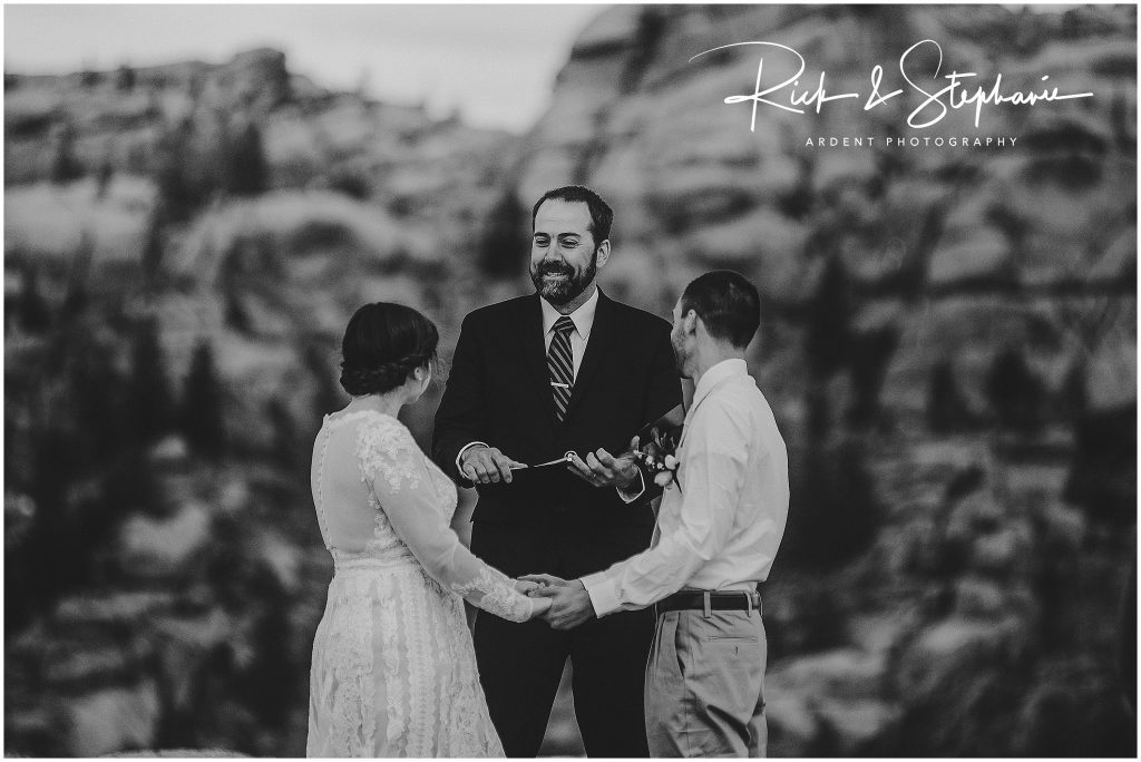 Couple during their Vedauwoo elopement just outside of Cheyenne, WY.