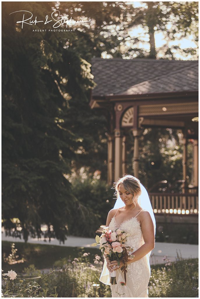 Beautiful bride on the day of their Ivinson Mansion wedding.